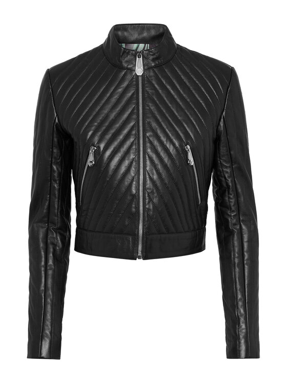 PHILIPP PLEIN PHILIPP PLEIN Kurtka skórzana 23039 Czarny Slim Fit