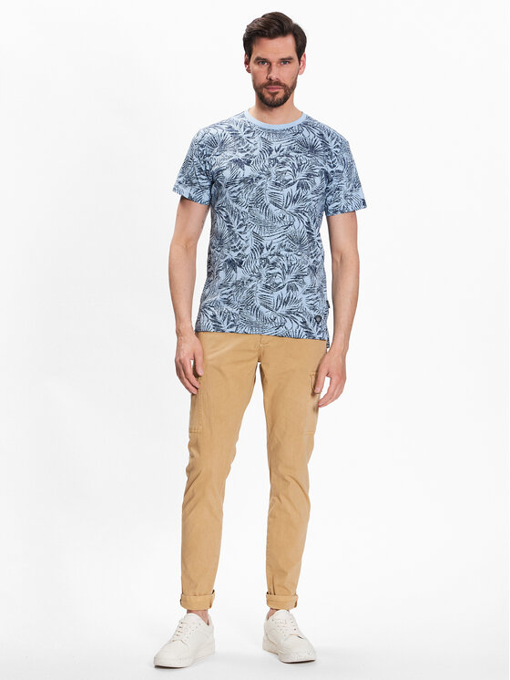 INDICODE INDICODE T-Shirt Palme 40-935 Niebieski Regular Fit