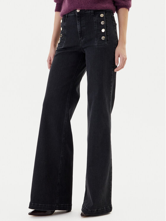 ViCOLO ViCOLO Jeansy DF5078 Černá Wide Leg