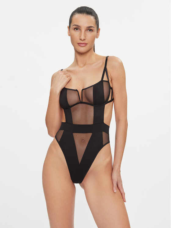 SPANX κορμάκι Suit Your Fancy Plunge Low Back Thong Suit Your Fancy 10206R  Μαύρο