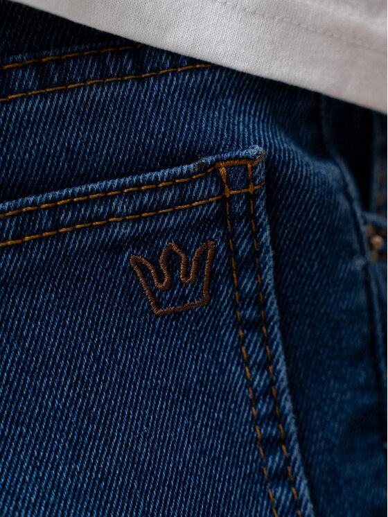 Jigga Wear Jigga Wear Jeansy Ciemne dzins Mini Haft Logo 32 Niebieski Regular Fit