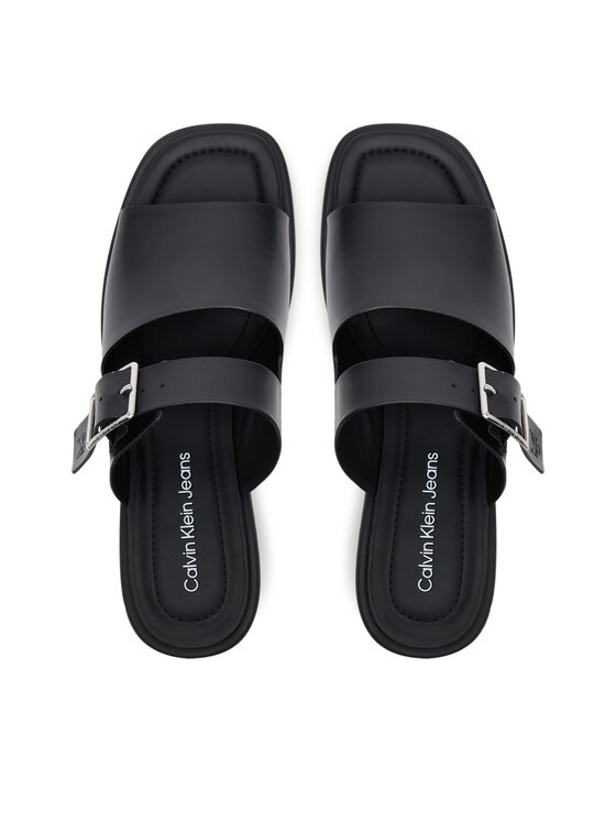 Calvin Klein Jeans Calvin Klein Jeans Šľapky Heel Square Mg Buckle Lth YW0YW01701 Čierna