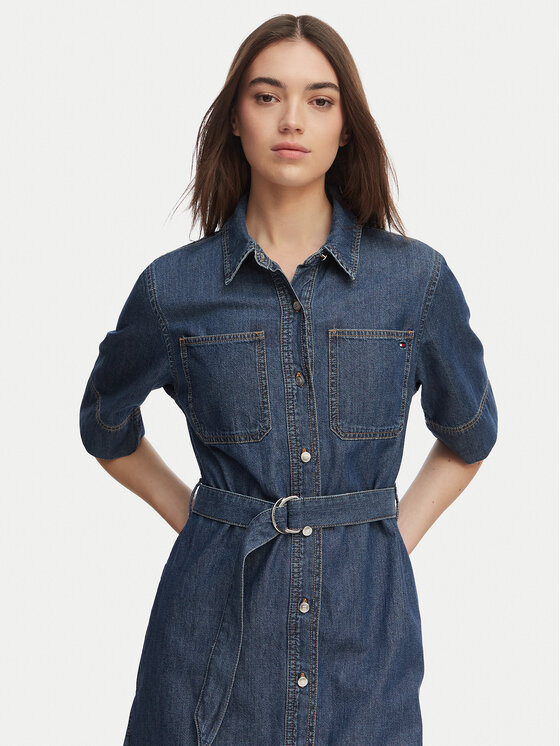 Tommy Hilfiger Tommy Hilfiger Φόρεμα τζιν WW0WW50622 Μπλε Regular Fit
