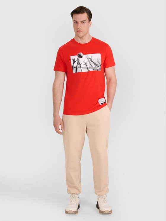 4F 4F T-shirt 4FRAW25TTSHM3319-62S Rosso Regular Fit