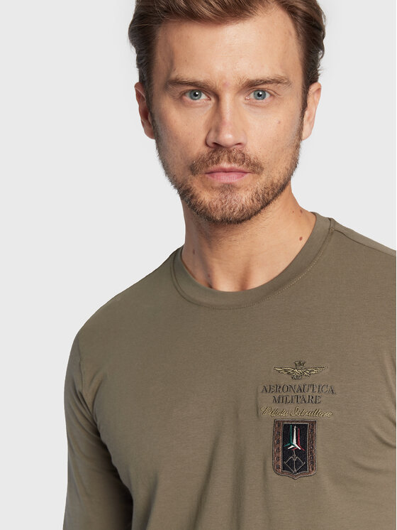 Aeronautica Militare Aeronautica Militare Majica dugih rukava 222TS2003J507 Zelena Regular Fit