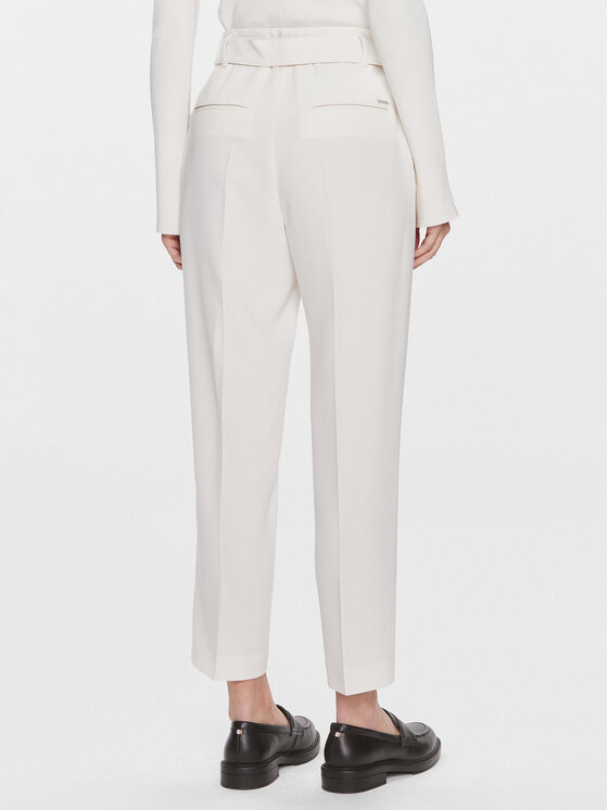 BOSS Boss Hlače Tapiah 50490037 Écru Relaxed Fit