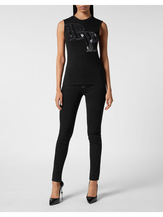 PHILIPP PLEIN PHILIPP PLEIN Tank top 15339 Čierna Skin Tight Fit