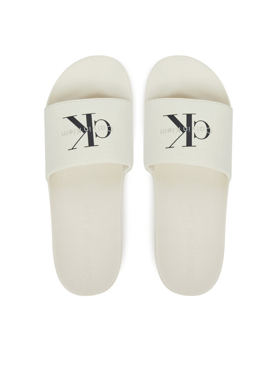 Calvin Klein Jeans Calvin Klein Jeans Şlapi Slide Monologo Cv YM0YM01367 Alb