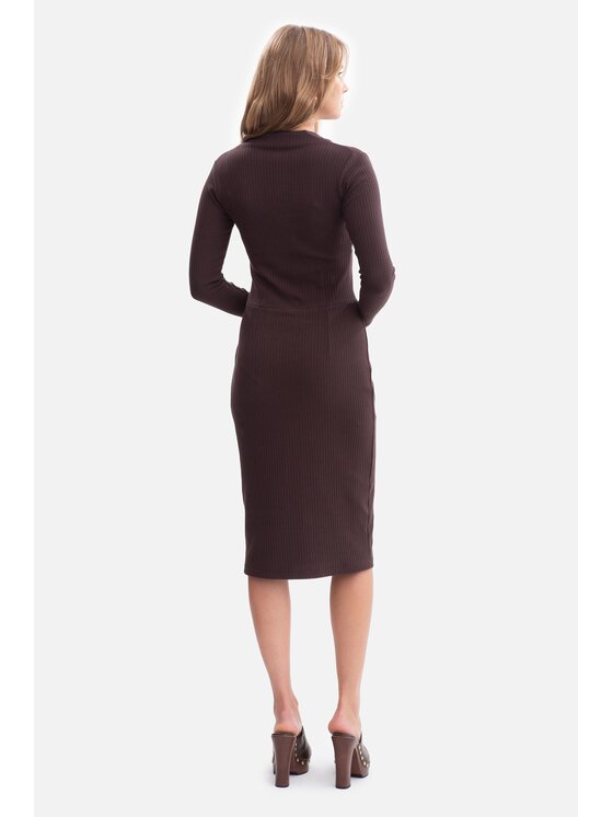 BeWear BeWear Sukienka dzianinowa b307 Brązowy Baggy Fit
