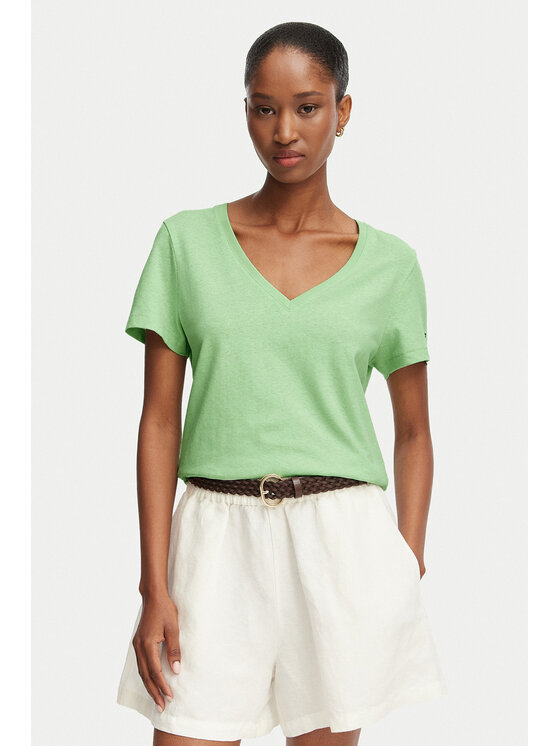 Tommy Hilfiger Tricou WW0WW48704 Verde deschis Regular Fit