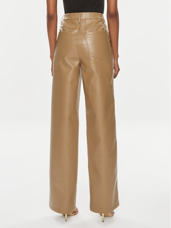ROTATE ROTATE Spodnie z imitacji skóry 1121432512 Brązowy Regular Fit