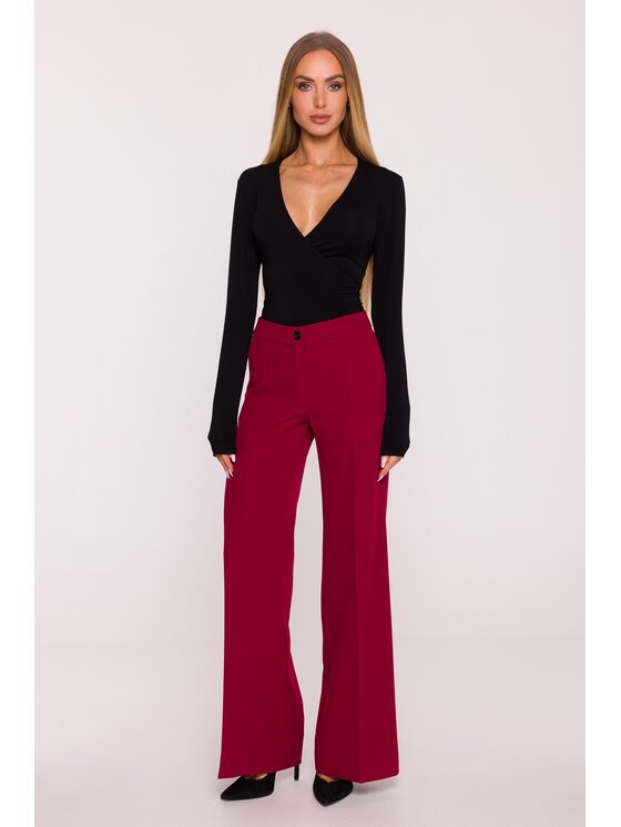 Made of Emotion Made of Emotion Spodnie materiałowe M875 Bordowy Wide Leg