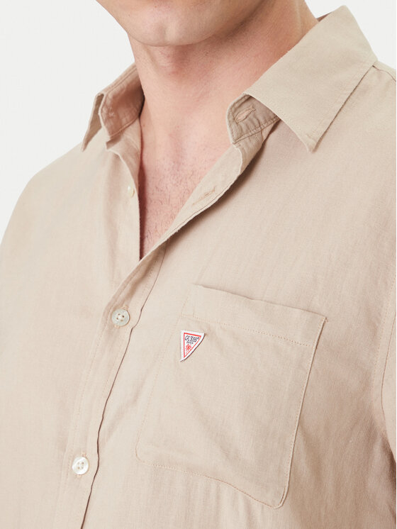 Guess Guess Πουκάμισο F6GH06 WG3L0 Μπεζ Regular Fit
