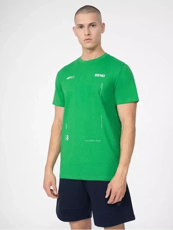 4F 4F T-Shirt 4FSS23TTSHM311-41S Zielony Regular Fit
