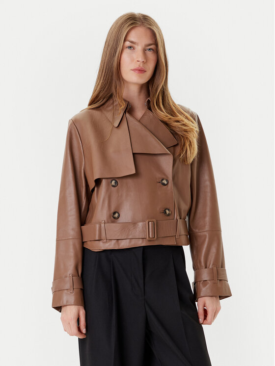 BOSS BOSS Geacă de piele Satela 50541289 Maro Regular Fit