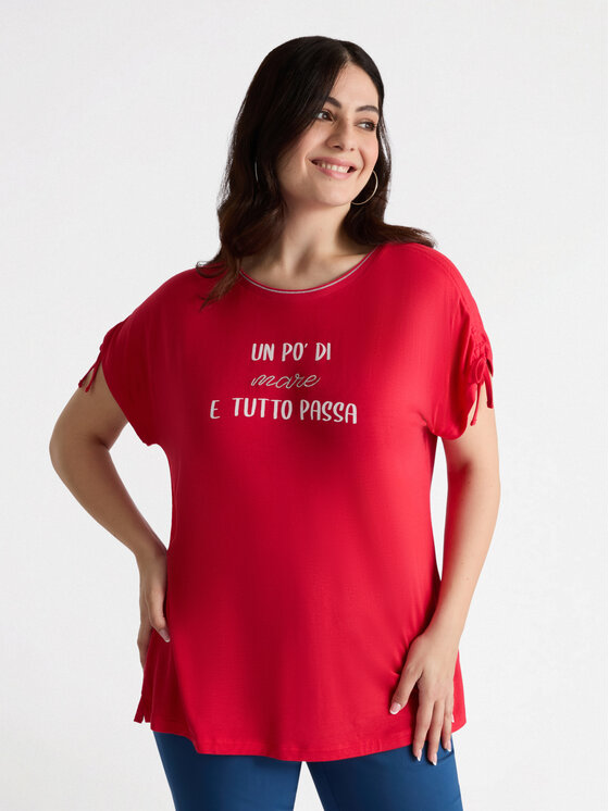 Fiorella Rubino Fiorella Rubino T-Shirt G123L008418N016 Czerwony Regular Fit