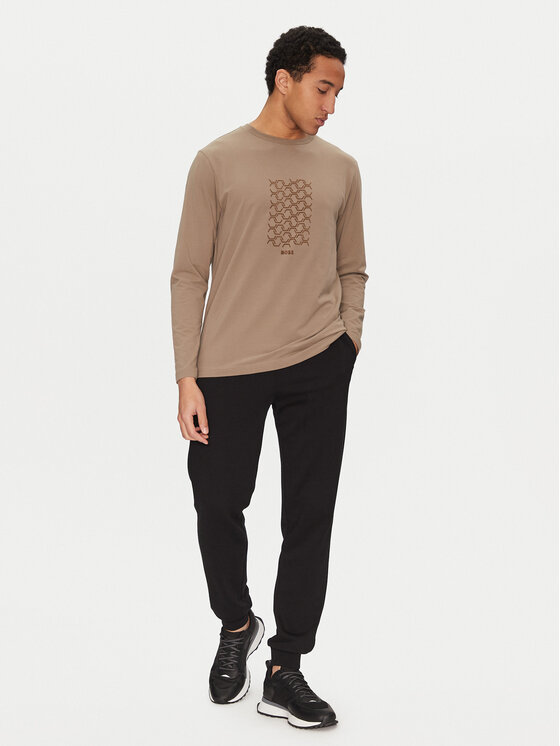 BOSS BOSS Pikkade varrukatega T-särk Togn 50534336 Pruun Regular Fit
