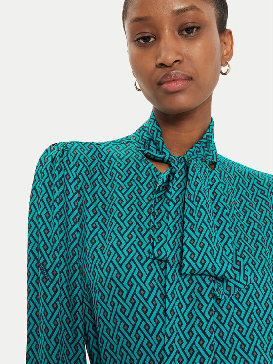 Fracomina Fracomina Rochie tip cămașă FR24WD1003W731O9 Verde Regular Fit