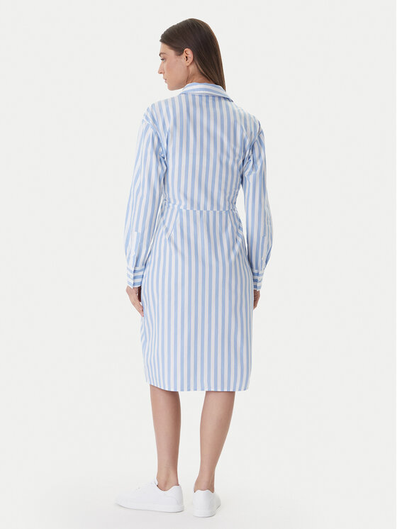 Calvin Klein Calvin Klein Рокля тип риза Yarndye LV044F032G Син Regular Fit