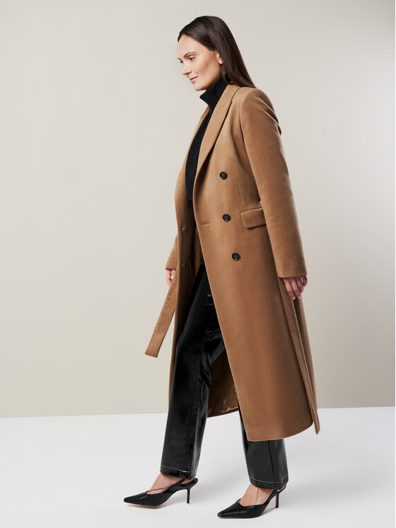 BEIGE BEIGE Płaszcz wełniany DIPLOMATO.NUT Beżowy Regular Fit