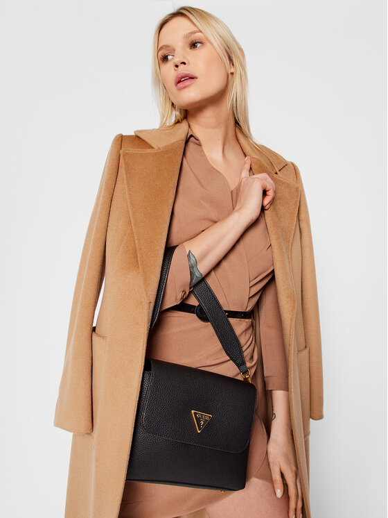 Guess Guess Ročna torba Downtown Chic Flap Shldr Bag HWVB83 85190 Črna