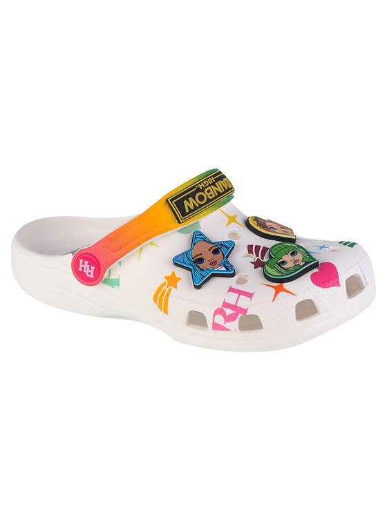 Klapki Crocs, Rozmiar 28/29, Białe, Crocs Classic Rainbow High Kids Clog
