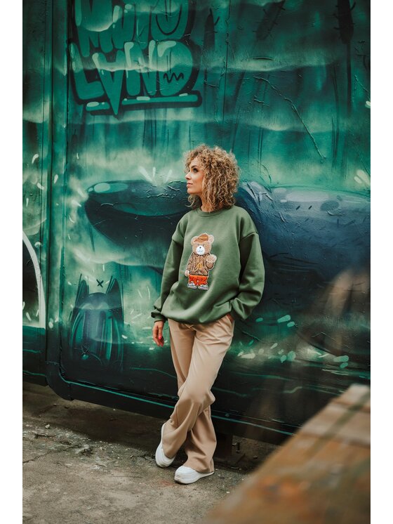 Bejbi Story Bejbi Story Bluza Snoop Teddy dla mamy i taty Zielony Oversize