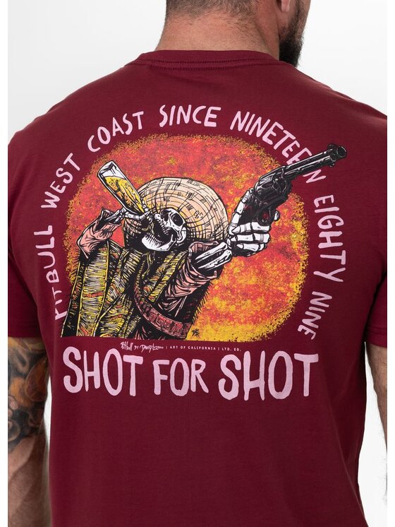 PITBULL PITBULL T-Shirt Koszulka męska SHOT FOR SHOT 3XL Bordowy Regular Fit