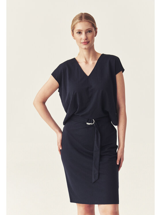 TATUUM TATUUM Sukienka dzianinowa ARMOR Granatowy V-Neck Fit
