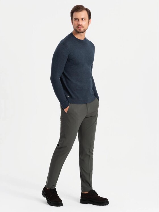 Ombre Ombre Sweter OM-SWTN-0125 Granatowy Regular Fit