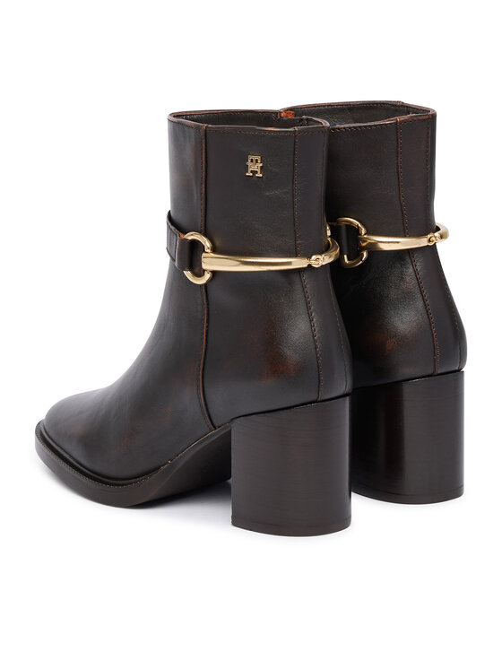 Tommy Hilfiger Tommy Hilfiger Členková obuv TH Stud Heel Riding Ankle Boot FW0FW09552 Tmavo hnedá