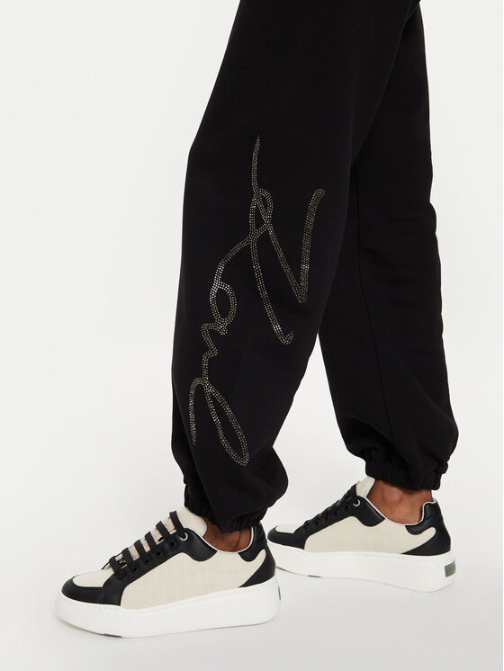 KARL LAGERFELD KARL LAGERFELD Jogginghose 245W1053 Schwarz Regular Fit