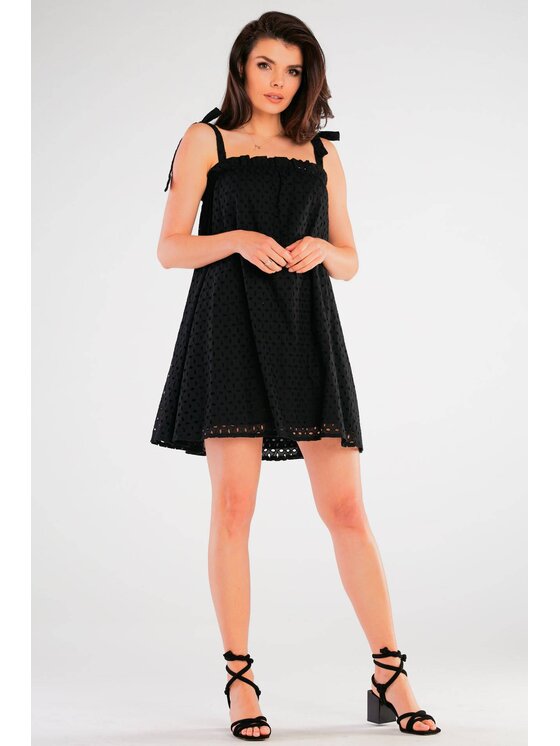 Awama Awama Sukienka letnia A434 Czarny Basic Fit