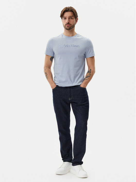 Calvin Klein Calvin Klein T-shirt Satin Bonded Logo K10K114162 Svijetloplava Regular Fit
