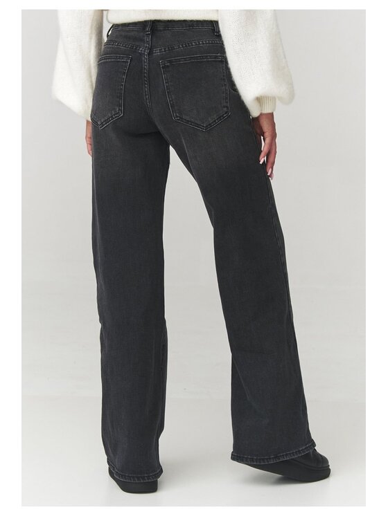 Makadamia Makadamia Jeansy C26 Czarny Wide Leg