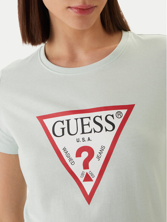 Guess Guess Tričko W1YI1B I3Z14 Zelená Regular Fit
