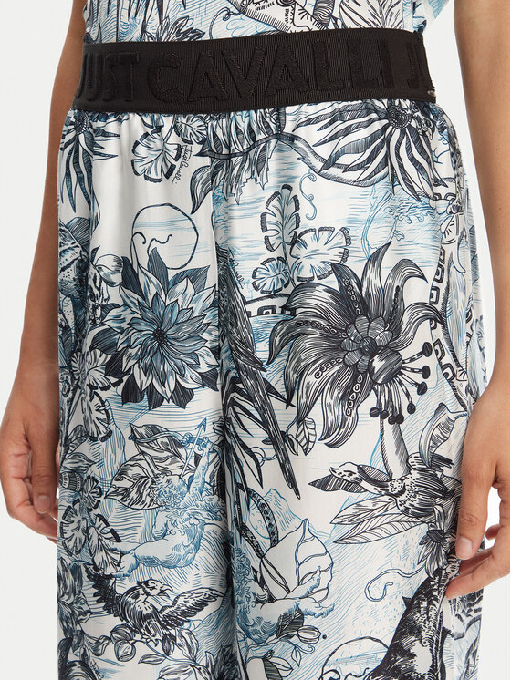 Just Cavalli Just Cavalli Medžiaginės kelnės 78PAA120 Mėlyna Loose Fit