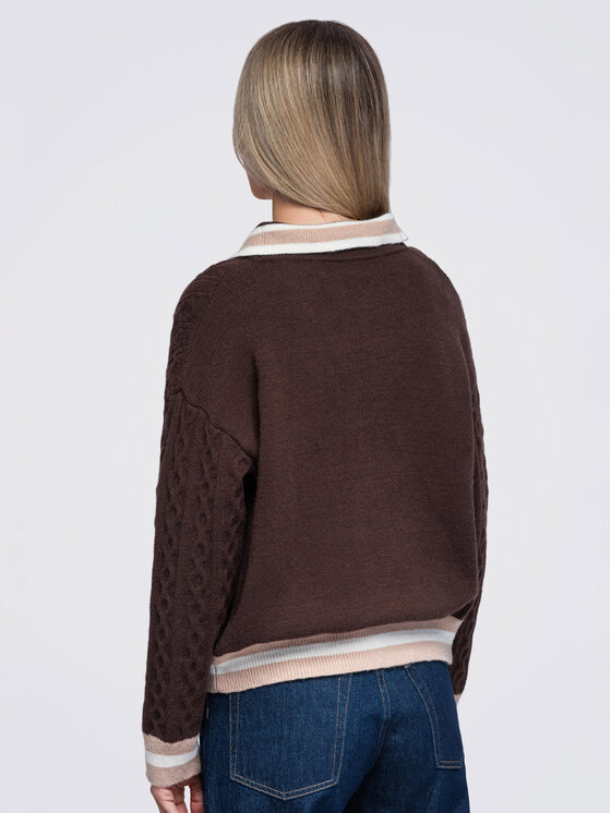 Ombre Ombre Sweter OW-SW-E0024 Brązowy Regular Fit