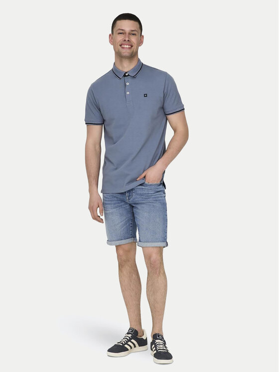 Only & Sons Only & Sons Тениска с яка и копчета Fletcher 22024827 Син Regular Fit