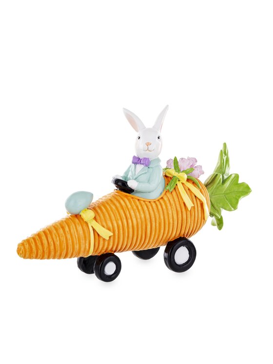 MIAhome MIAhome Figurka królik AUTOMOBILISTA na marchewce 12,5x22x6 cm Kolorowy