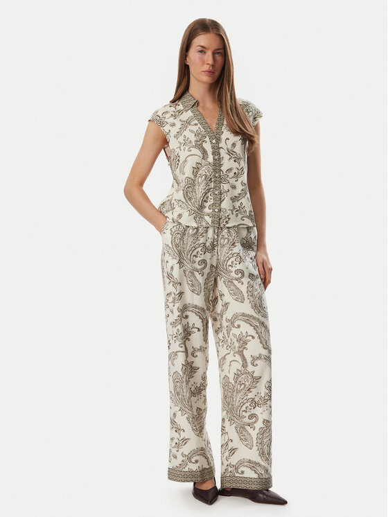ONLY ONLY Текстилни панталони Liana Leya 15373650 Кремав Regular Fit