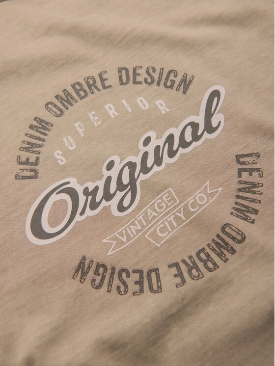Ombre Ombre T-Shirt OM-TSWT-0201 Beżowy Regular Fit