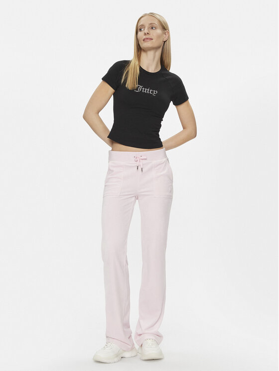 Juicy Couture Juicy Couture T-shirt Shrunken Diamante JCMCT223257 Crna Slim Fit