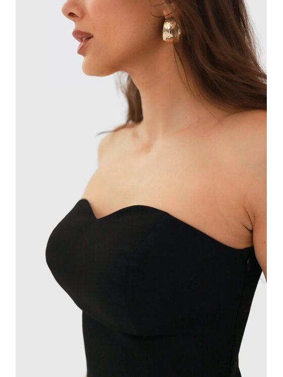 Chiara Wear Chiara Wear Sukienka koktajlowa Sukienka mini z plisami EMILY Czarny Slim Fit