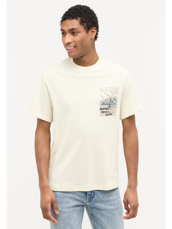 Mustang Mustang T-shirt AUSTIN Beige Regular Fit