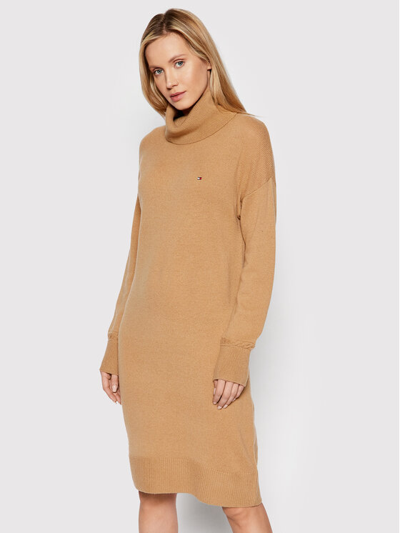 Knit sheath dress with chain belt