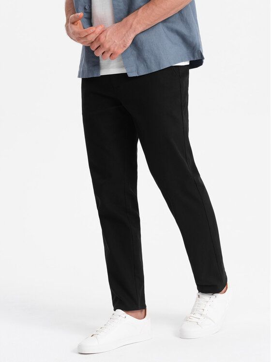 Ombre Ombre Chinosy OM-PACP-0186 Czarny Slim Fit