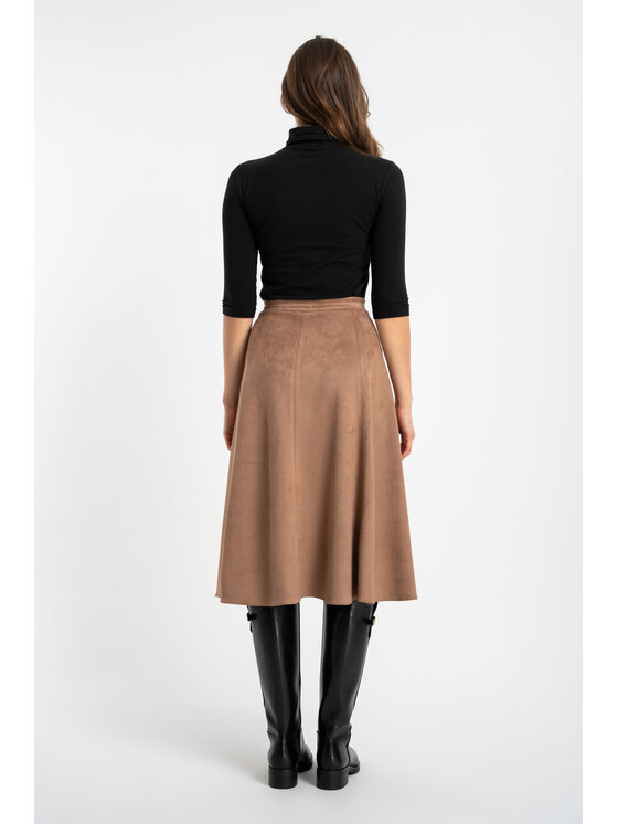 CLICK CLICK Φούστα midi 70-755 Σκούρο μπεζ Classic Fit