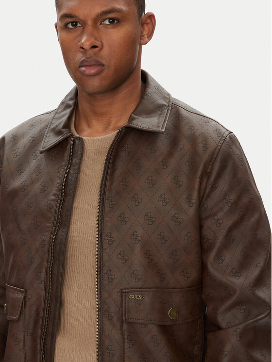 Guess Guess Bunda z imitace kůže M5YL01 WGUC0 Hnědá Regular Fit