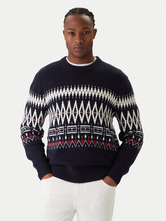 Tommy Hilfiger Tommy Hilfiger Pulover Fairisle MW0MW40844 Bleumarin Regular Fit